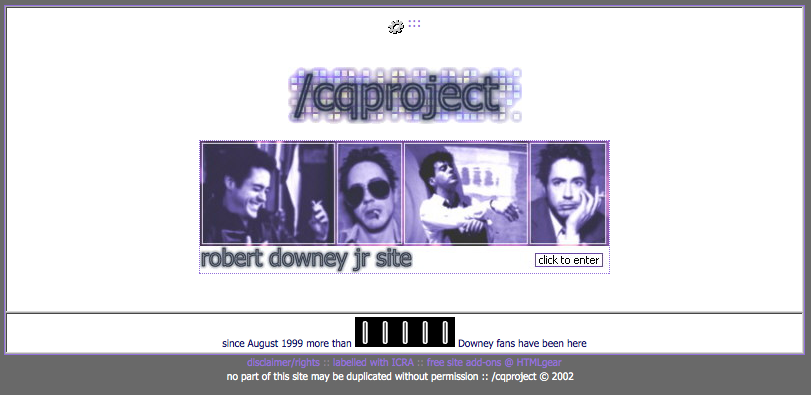 cqproject Robert Downey Jr site, 2002