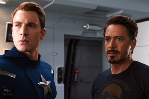 Robert Downey Jr and Chris Evans in The Avengers