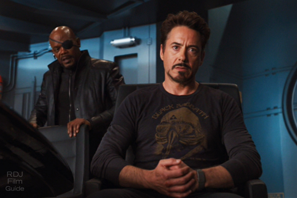 Robert Downey Jr and Samuel L. Jackson in The Avengers